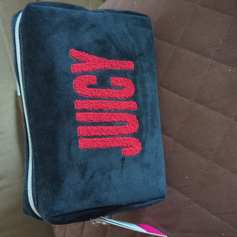 NWT Juicy By Juicy Couture Cosmetic bag Black/Red With Toiletry Bottle